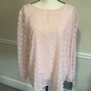 NWT Qearal Sheer Polka Dot Blouse